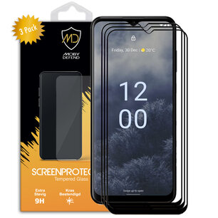 3-Pack Nokia G60 Screenprotectors, MobyDefend Gehard Glas Screensavers, Zwarte Randen