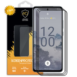 3-Pack Nokia X30 Screenprotectors - MobyDefend Screensavers Met Zwarte Randen - Gehard Glas 