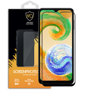 Samsung Galaxy A04s Screenprotector, MobyDefend Gehard Glas Screensaver, Zwarte Randen