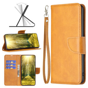 iPhone 14 Pro Hoesje, MobyDefend Wallet Book Case Met Koord, Lichtbruin