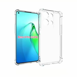 Oppo Reno 8 Pro Hoesje, MobyDefend Transparante Shockproof TPU Gelcase, Verstevigde Hoeken, Volledig Doorzichtig