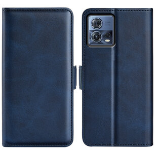 Motorola Edge 30 Fusion Hoesje, MobyDefend Luxe Wallet Book Case (Sluiting Zijkant), Blauw