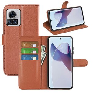 Motorola Edge 30 Ultra Hoesje, MobyDefend Kunstleren Wallet Book Case (Sluiting Voorkant), Bruin