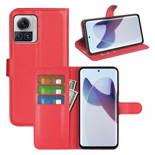 Motorola Edge 30 Ultra Hoesje, MobyDefend Kunstleren Wallet Book Case (Sluiting Voorkant), Rood