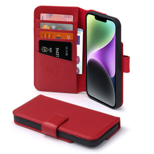 iPhone 14 Hoesje, Luxe MobyDefend Wallet Bookcase, Rood
