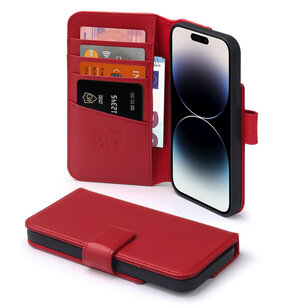 iPhone 14 Pro Hoesje, Luxe MobyDefend Wallet Bookcase, Rood 