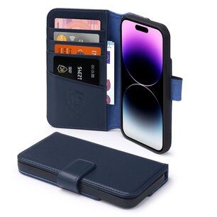 iPhone 14 Pro Max Hoesje, Luxe MobyDefend Wallet Bookcase, Blauw