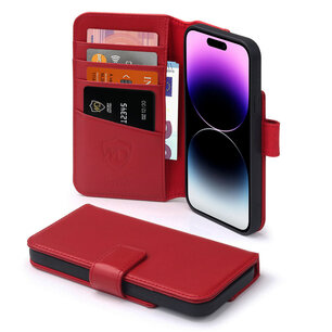 iPhone 14 Pro Max Hoesje, Luxe MobyDefend Wallet Bookcase, Rood