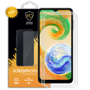 3-Pack Samsung Galaxy A04s Screenprotectors, MobyDefend Case-Friendly Gehard Glas Screensavers