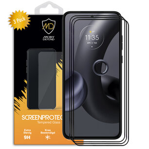 3-Pack Motorola Edge 30 Neo Screenprotectors - MobyDefend Screensaver Met Zwarte Randen - Gehard Glas