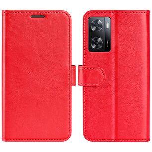 Oppo A57 / A57s / A77 Hoesje, MobyDefend Wallet Book Case (Sluiting Achterkant), Rood