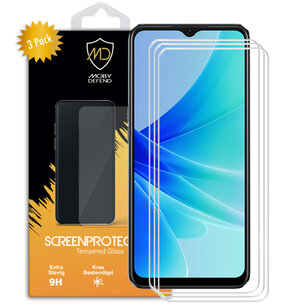 3-Pack Oppo A57 / A57s / A77 Screenprotectors, MobyDefend Case-Friendly Gehard Glas Screensavers