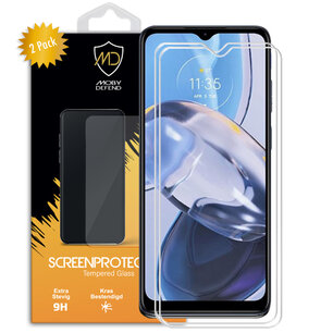 2-Pack Motorola Moto E22 / E22i Screenprotectors, MobyDefend Case-Friendly Gehard Glas Screensavers