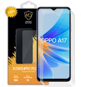 3-Pack Oppo A17 Screenprotectors, MobyDefend Case-Friendly Gehard Glas Screensavers