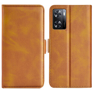 Oppo A57 / A57s / A77 Hoesje, MobyDefend Luxe Wallet Book Case (Sluiting Zijkant), Lichtbruin