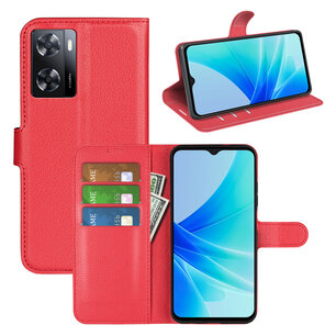 Oppo A57 / A57s / A77 Hoesje, MobyDefend Kunstleren Wallet Book Case (Sluiting Voorkant), Rood