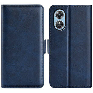 Oppo A17 Hoesje, MobyDefend Luxe Wallet Book Case (Sluiting Zijkant), Blauw