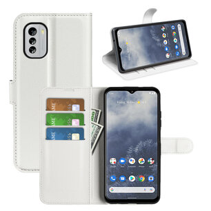 Nokia G60 Hoesje, MobyDefend Kunstleren Wallet Book Case (Sluiting Voorkant), Wit