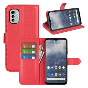 Nokia G60 Hoesje, MobyDefend Kunstleren Wallet Book Case (Sluiting Voorkant), Rood