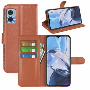 Motorola Moto E22 / E22i Hoesje, MobyDefend Kunstleren Wallet Book Case (Sluiting Voorkant), Bruin