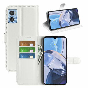 Motorola Moto E22 / E22i Hoesje, MobyDefend Kunstleren Wallet Book Case (Sluiting Voorkant), Wit