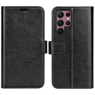 Samsung Galaxy S23 Ultra Hoesje, MobyDefend Wallet Book Case (Sluiting Achterkant), Zwart