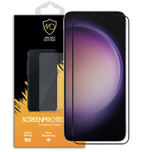 Samsung Galaxy S23 Screenprotector, MobyDefend Gehard Glas Screensaver, Zwarte Randen