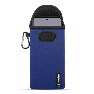 Hoesje voor Motorola Moto G13 / G23 / G53, MobyDefend Neopreen Pouch Met Karabijnhaak, Insteekhoesje, Riemlus Hoesje, Blauw