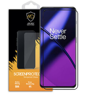 OnePlus 11 Screenprotector, MobyDefend Gehard Glas Screensaver, Zwarte Randen