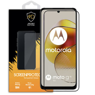 Motorola Moto G73 Screenprotector - MobyDefend Screensaver Met Zwarte Randen - Gehard Glas
