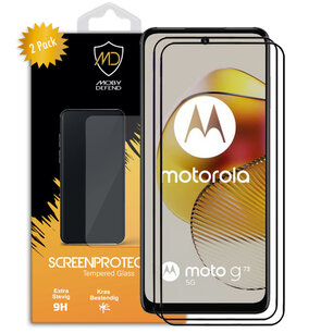2-Pack Motorola Moto G73 Screenprotectors - MobyDefend Screensaver Met Zwarte Randen - Gehard Glas