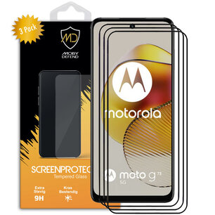 3-Pack Motorola Moto G73 Screenprotectors - MobyDefend Screensaver Met Zwarte Randen - Gehard Glas