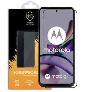 Motorola Moto G13 / G23 / G53 Screenprotector, MobyDefend Gehard Glas Screensaver, Zwarte Randen