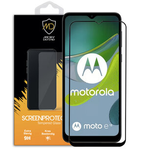 Motorola Moto E13 Screenprotector, MobyDefend Gehard Glas Screensaver, Zwarte Randen