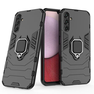 Samsung Galaxy A14 Hoesje, MobyDefend Dubbelgelaagde Pantsercase Met Standaard, Zwart