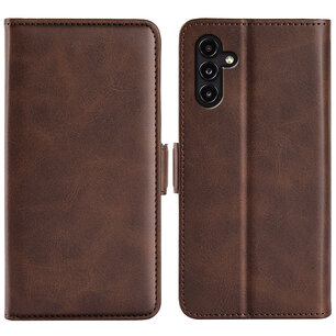 Samsung Galaxy A14 Hoesje, MobyDefend Luxe Wallet Book Case (Sluiting Zijkant), Bruin