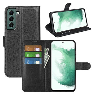 Samsung Galaxy S23 Plus (S23+) Hoesje, MobyDefend Kunstleren Wallet Book Case (Sluiting Voorkant), Zwart