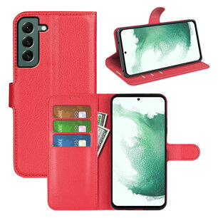 Samsung Galaxy S23 Plus (S23+) Hoesje, MobyDefend Kunstleren Wallet Book Case (Sluiting Voorkant), Rood