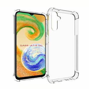 Samsung Galaxy A14 Hoesje, MobyDefend Transparante Shockproof TPU Gelcase, Verstevigde Hoeken, Volledig Doorzichtig