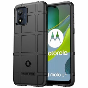 Motorola Moto E13 Hoesje, Rugged Shield TPU Gelcase, Zwart