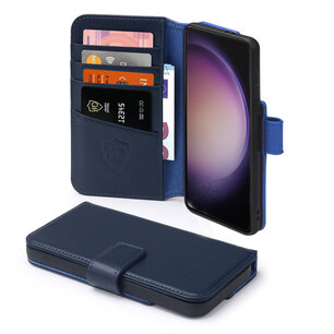 Samsung Galaxy S23 Hoesje, Luxe MobyDefend Wallet Bookcase, Blauw