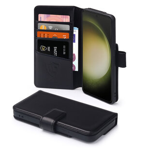 Samsung Galaxy S23 Ultra Hoesje, Luxe MobyDefend Wallet Bookcase, Zwart