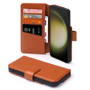 Samsung Galaxy S23 Ultra Hoesje, Luxe MobyDefend Wallet Bookcase, Lichtbruin