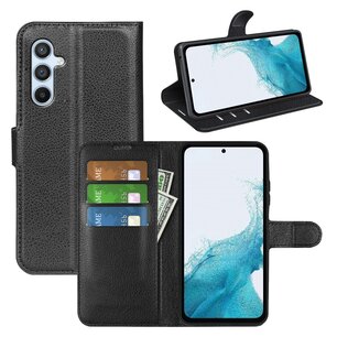 Samsung Galaxy A54 Hoesje, MobyDefend Kunstleren Wallet Book Case (Sluiting Voorkant), Zwart