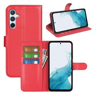 Samsung Galaxy A54 Hoesje, MobyDefend Kunstleren Wallet Book Case (Sluiting Voorkant), Rood