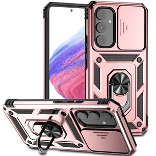 Samsung Galaxy A14 Hoesje, MobyDefend Pantsercase Met Draaibare Ring, Rosé