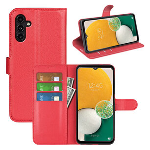 Samsung Galaxy A14 Hoesje, MobyDefend Kunstleren Wallet Book Case (Sluiting Voorkant), Rood
