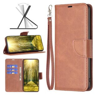 Samsung Galaxy S23 Hoesje, MobyDefend Wallet Book Case Met Koord, Bruin