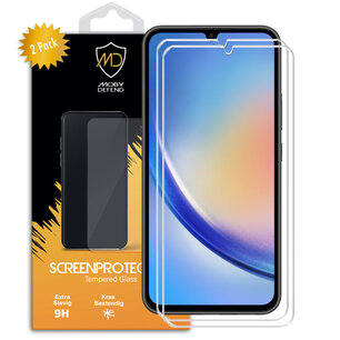 2-Pack Samsung Galaxy A34 Screenprotectors - MobyDefend Case-Friendly Screensavers - Gehard Glas