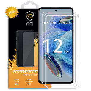 3-Pack Xiaomi Redmi Note 12 Pro 5G Screenprotectors, MobyDefend Case-Friendly Gehard Glas Screensavers